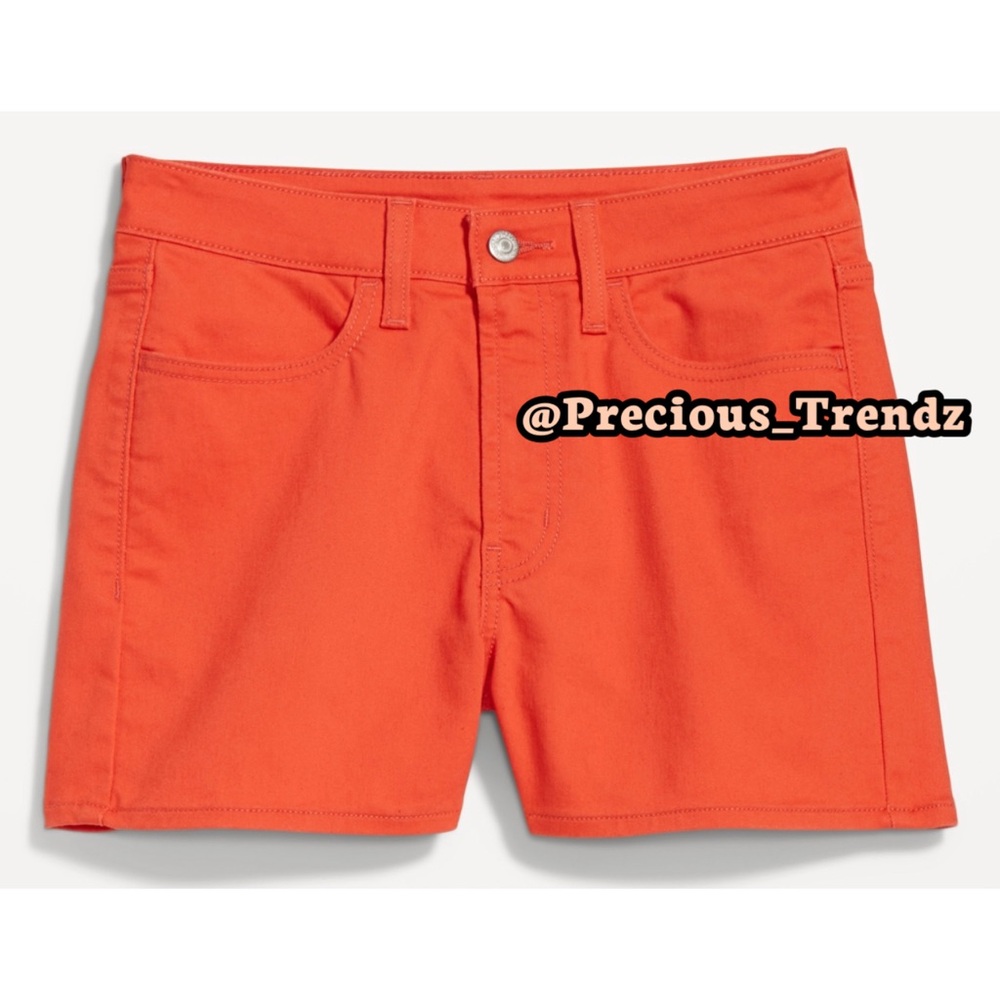 📦 Old Navy High-Waisted Wow Jean Shorts 3 Inch inseam Plus Size 22 Orange